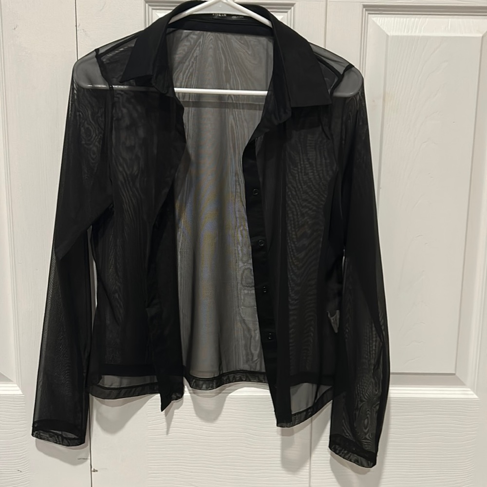 Shein Black Organza Blouse